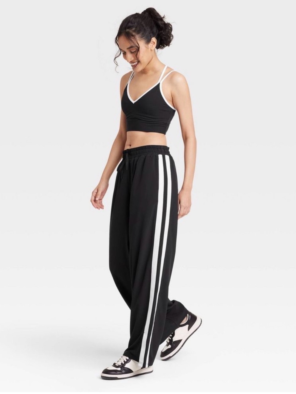 JoyLab Black Track Pants with White Side Stripes xxl